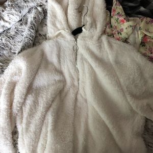 white cropped super soft quarter zip